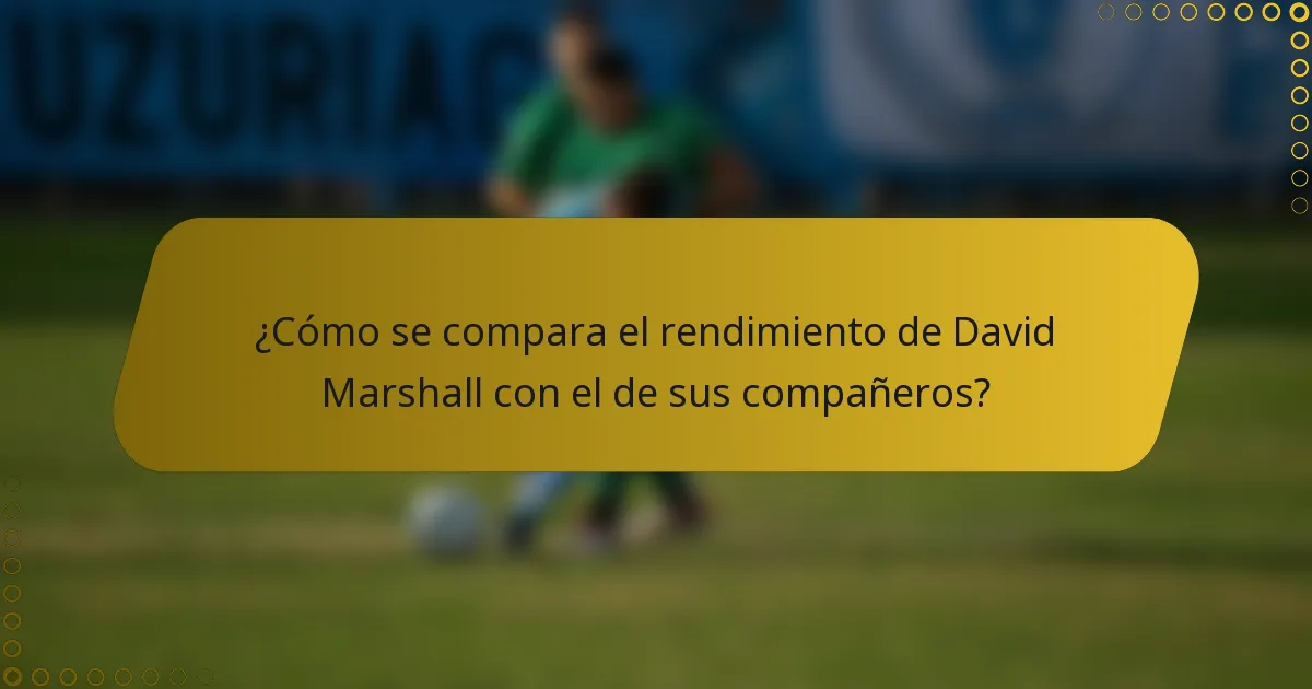 ¿Cómo se compara el rendimiento de David Marshall con el de sus compañeros?